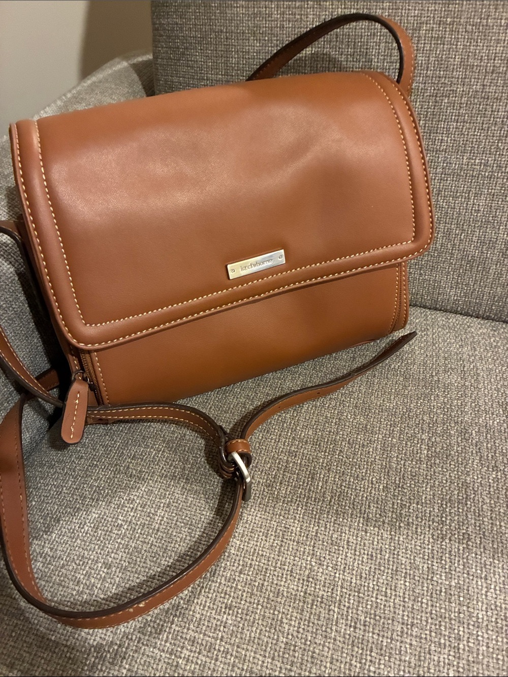 Liz Claiborne Tan Leather Crossbody Bag